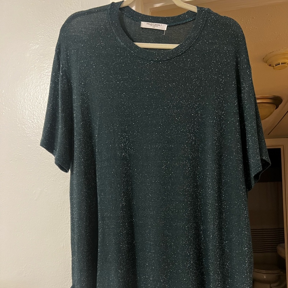PROJECT SOCIAL T Eternity Lurex Tee in Emerald